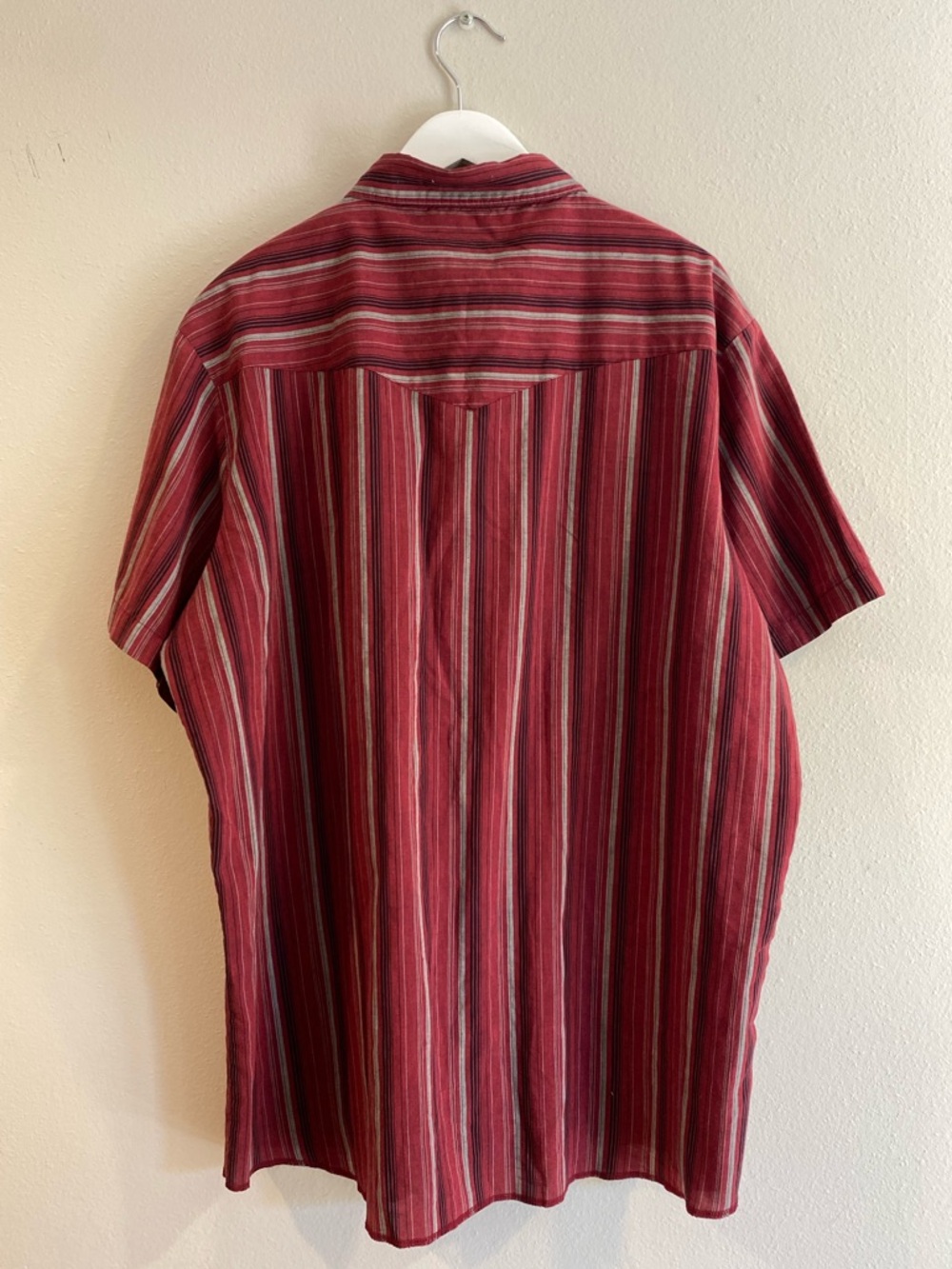 Wrangler Men's Short Sleeve Striped Western Pearl Snap Shirt XXL Red Y2K Vintage - Picture 3 of 9
